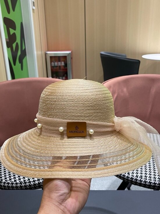 Cute Straw Sun Hat w/ Pearl Details & Bow Accent main image 5
